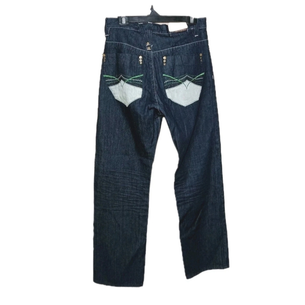Vintage Men’s Akademiks Embroidered Wide Leg Baggy Y2K Skater Jeans 32x33 NWT